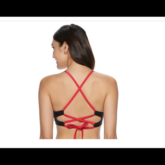 NWT Adidas colorblock crop high top bikini top - Picture 2 of 6